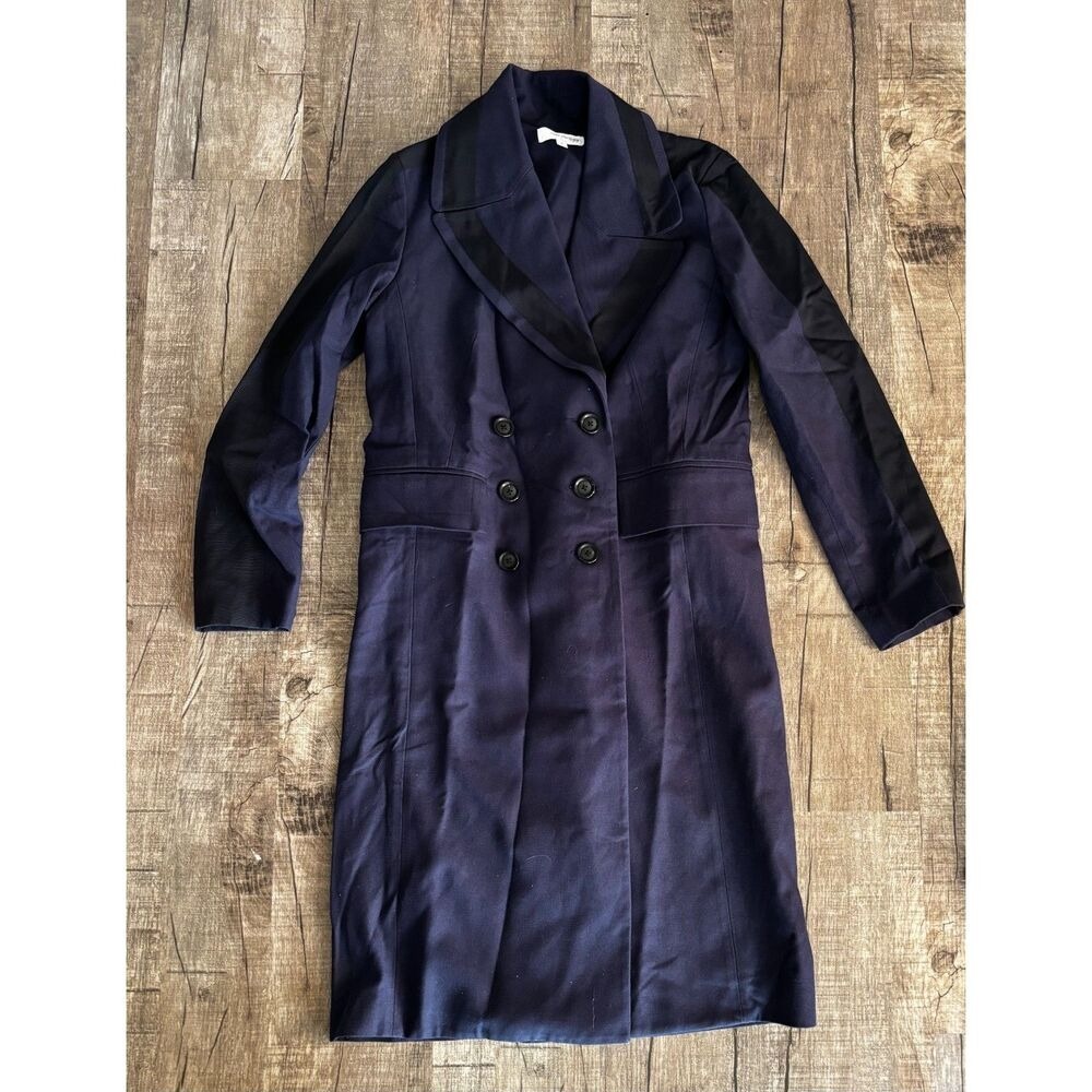 Victor Alfaro Collective Womens Coat Small Navy Double Breasted‎